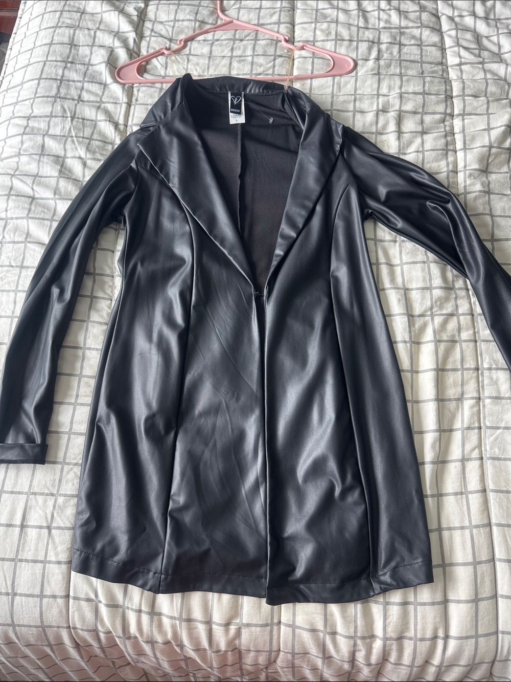 Windsor Black Faux Leather Longline Jacket